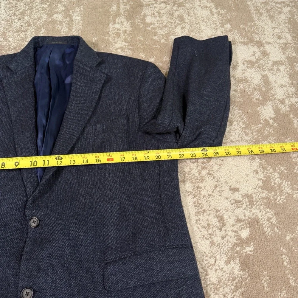 Lauren Ralph Lauren Blazer Mens 44L Blue Wool Tweed Jacket Sport Coat Business